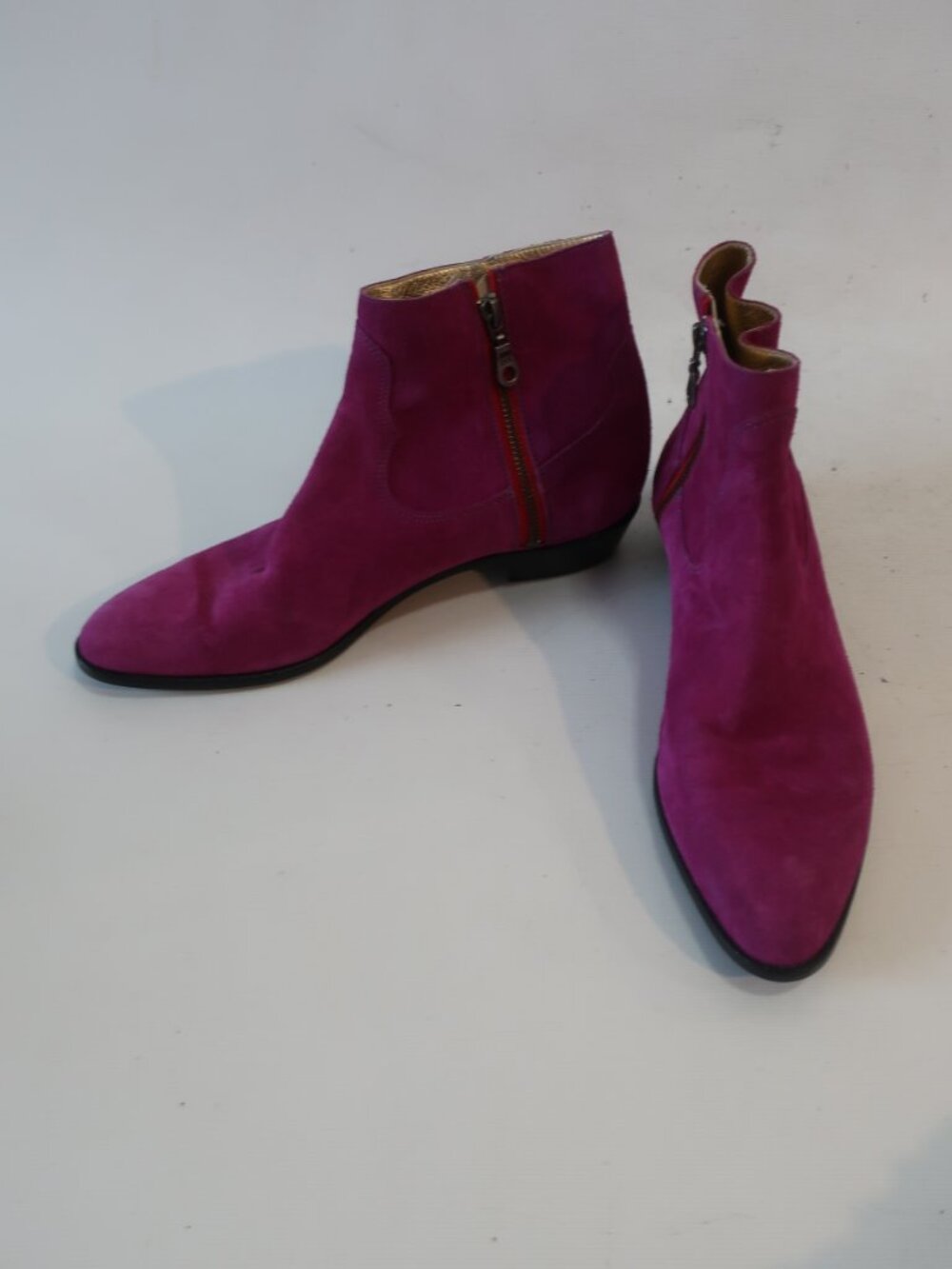 Womens Modern Vice NYC Magenta Suede Ankle Zip Booties 41 US/11